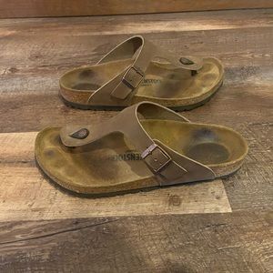 Birkenstock Womens Gizeh Sandal Thong Size 11 EU42 Tobacco Brown Leather